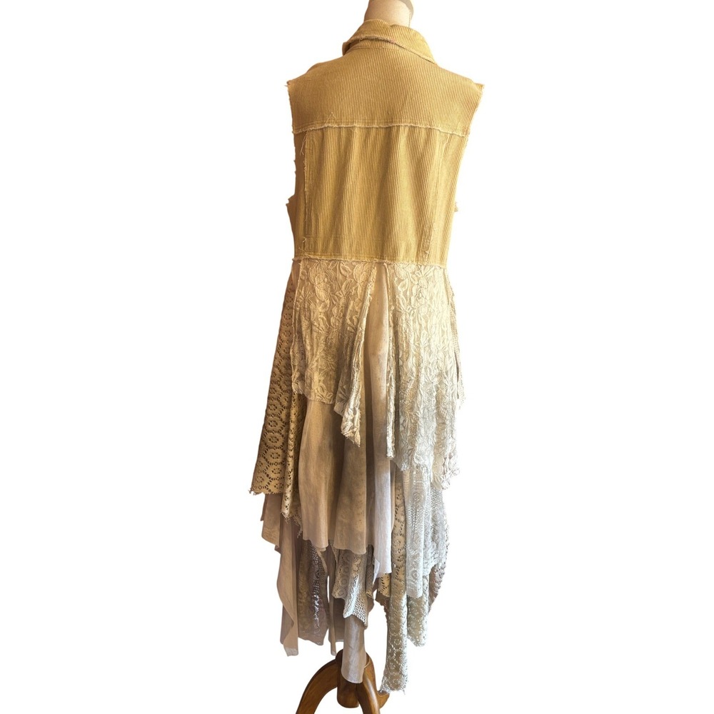 Oli & Hali Corduroy Vest Tiered Handkerchief Skirt Cream Large Stevie Nicks - Picture 4 of 9